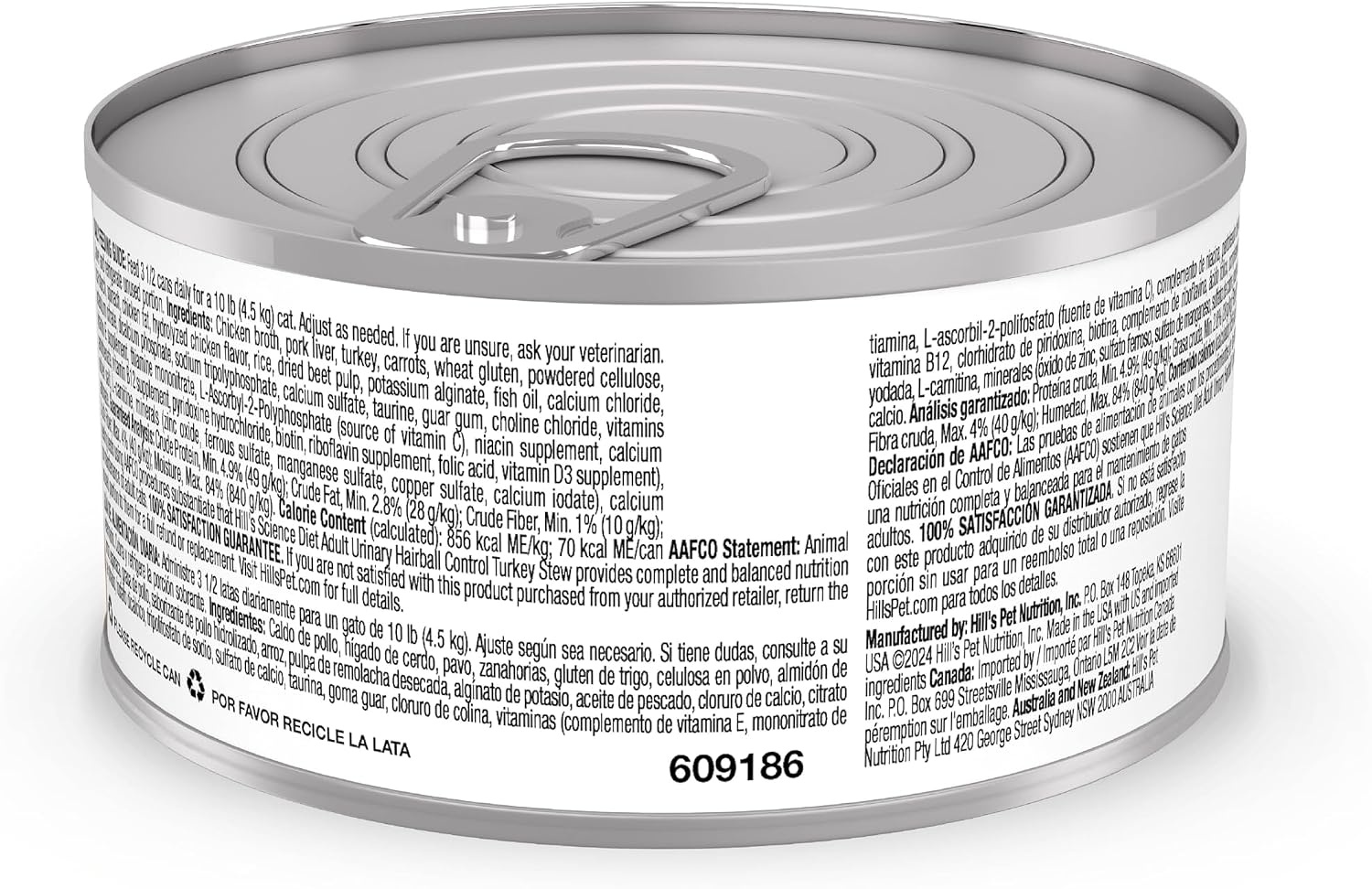 image:imageHills Science Diet Adult Urinary amp Hairball Control Wet Cat Food Turkey amp Vegetable Stew 29 oz Cans 24Pack