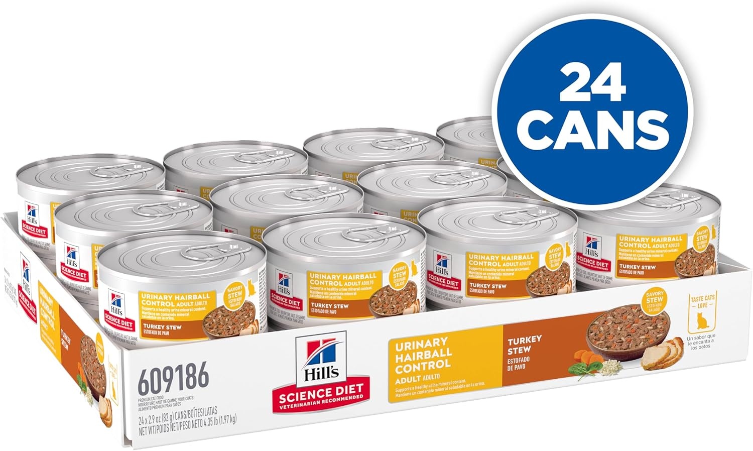 image:imageHills Science Diet Adult Urinary amp Hairball Control Wet Cat Food Turkey amp Vegetable Stew 29 oz Cans 24Pack