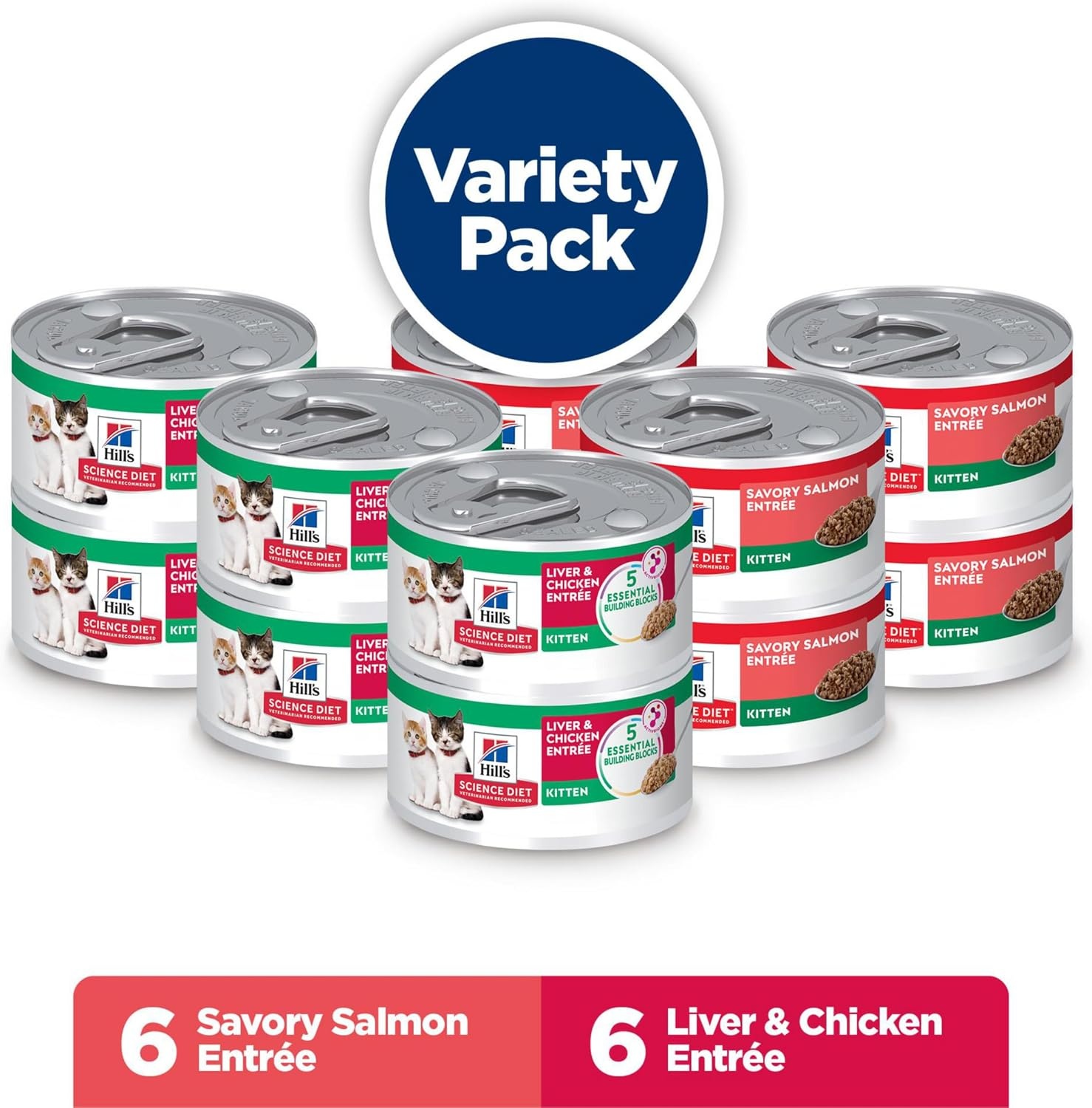 image:imageHills Science Diet Kitten Wet Cat Food Variety Pack Liver amp Chicken Salmon Minced 29 oz Cans 12PackVariety Pack Liver Chicken Salmon Minced