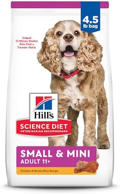 image:imageHills Science Diet Senior 11 Small amp Mini Dry Dog Food Chicken Brown Rice amp Barley 45 lb BagChicken Brown Rice Barley