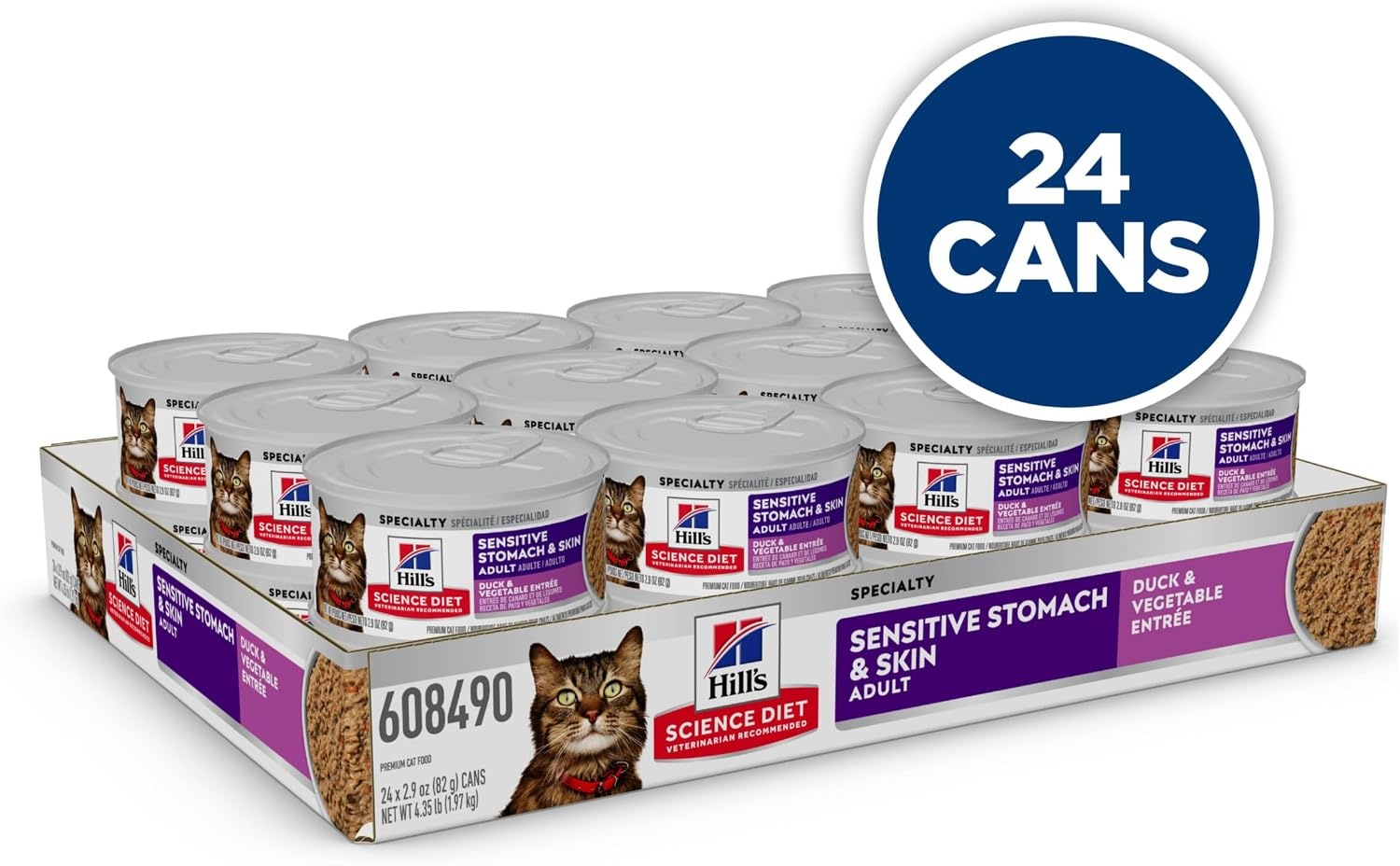 image:imageHills Science Diet Sensitive Stomach amp Skin Adult 16 Stomach amp Skin Sensitivity Support Wet Cat Food Tuna amp Vegetables Minced 29 oz Can Case of 24Duck Vegetables Minced