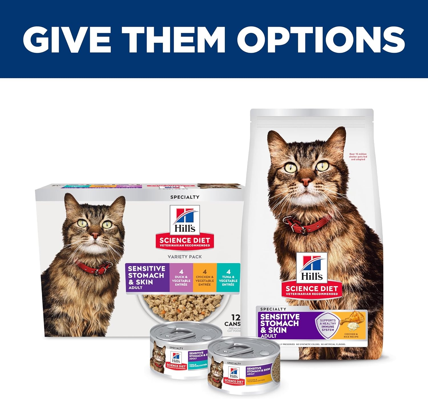 image:imageHills Science Diet Sensitive Stomach amp Skin Adult 16 Stomach amp Skin Sensitivity Support Wet Cat Food Tuna amp Vegetables Minced 29 oz Can Case of 24Variety Pack Chicken Tuna Duck