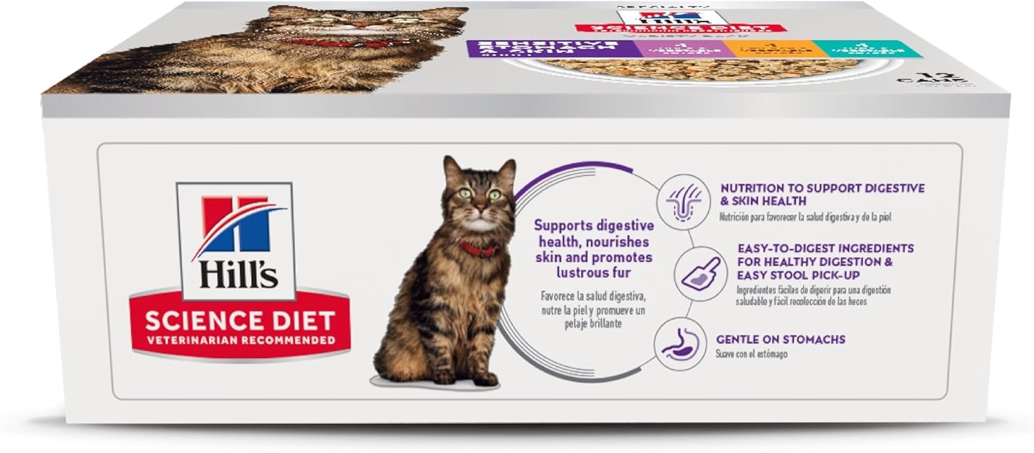image:imageHills Science Diet Sensitive Stomach amp Skin Adult 16 Stomach amp Skin Sensitivity Support Wet Cat Food Tuna amp Vegetables Minced 29 oz Can Case of 24Variety Pack Chicken Tuna Duck