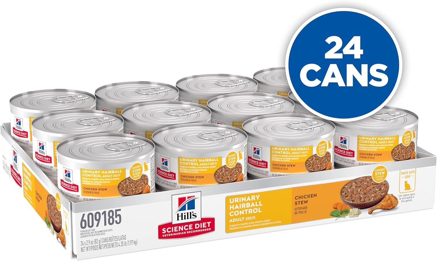 image:imageHills Science Diet Urinary Hairball Control Adult 16 Wet Cat Food Chicken amp Vegetables Stew 29 oz Cans Pack of 24Chicken Vegetables Stew