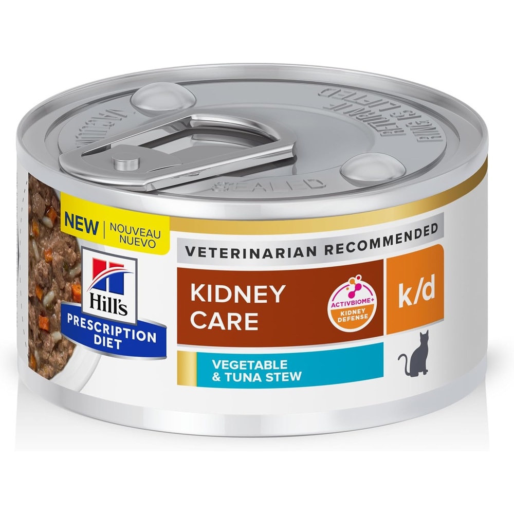 image:imageHills Prescription Diet kd Kidney Care Wet Cat Food Chicken amp Vegetable Stew 29 oz Cans 24PackVegetable  Tuna Stew