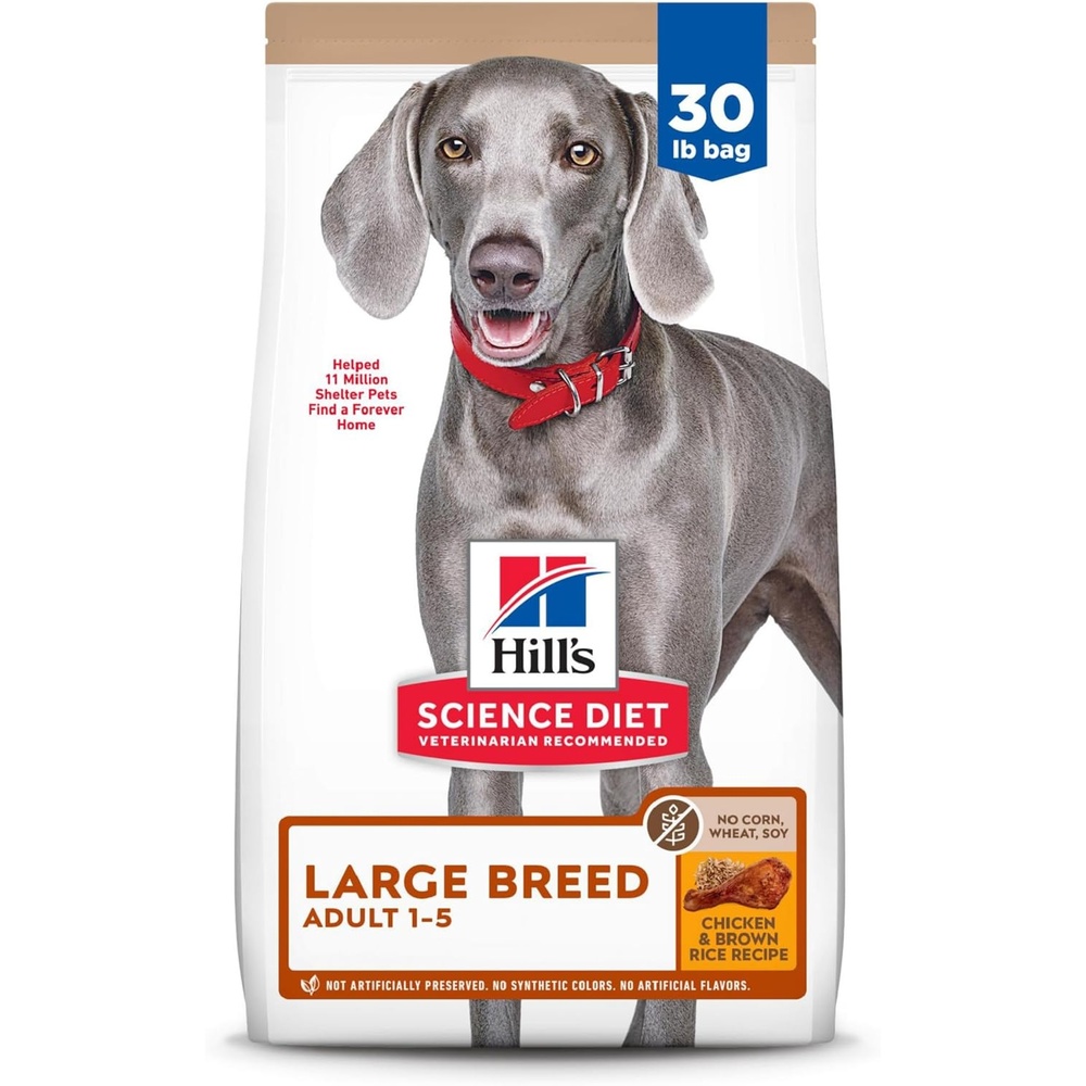 image:imageHills Science Diet Adult 15 Large Breed No Corn Wheat or Soy Dry Dog Food Chicken 30 lb BagChicken Brown Rice