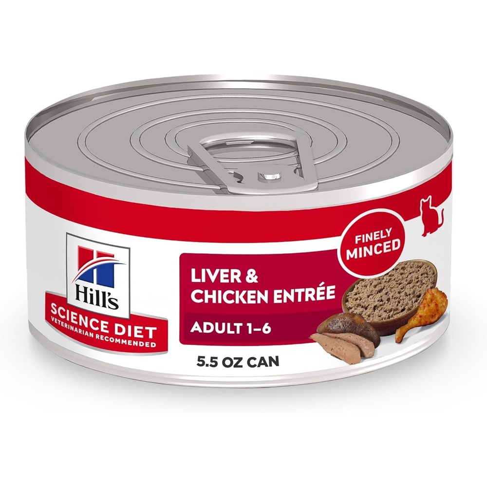 image:imageHills Science Diet Adult 16 Wet Cat Food Turkey 55 oz Cans 24PackLiver  Chicken Minced