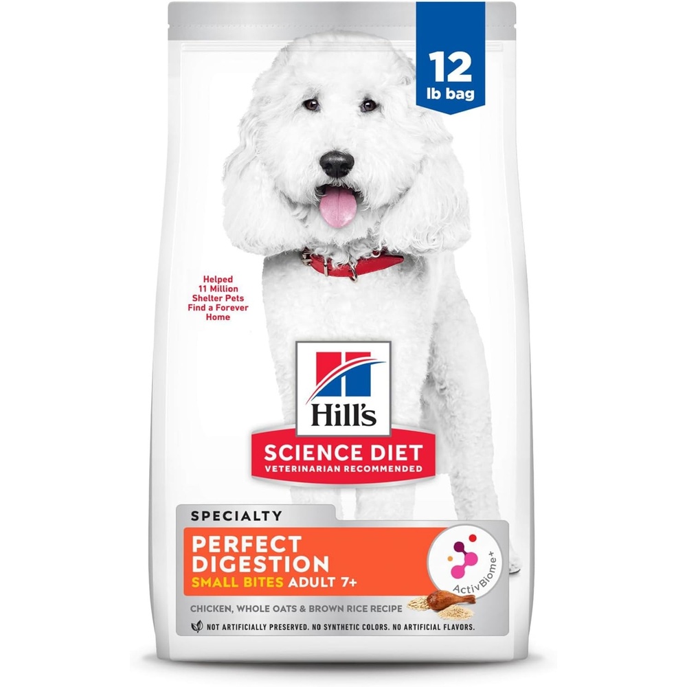 image:imageHills Science Diet Adult 7 Perfect Digestion Small Bites Dry Dog Food Chicken Whole Oats amp Brown Rice 12 lb Bag