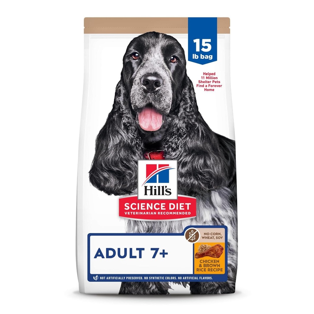 image:imageHills Science Diet Adult 7 Senior Adult 7 Premium Nutrition Dry Dog Food No Corn Wheat Soy Chicken amp Brown Rice 15 lb BagNo Corn  Wheat  Soy Chicken  Brown Rice