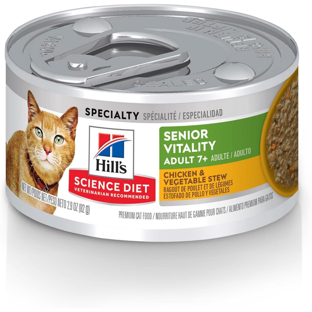 image:imageHills Science Diet Adult 7 Senior Vitality Wet Cat Food Chicken amp Vegetable Stew 29 oz Cans 24Pack