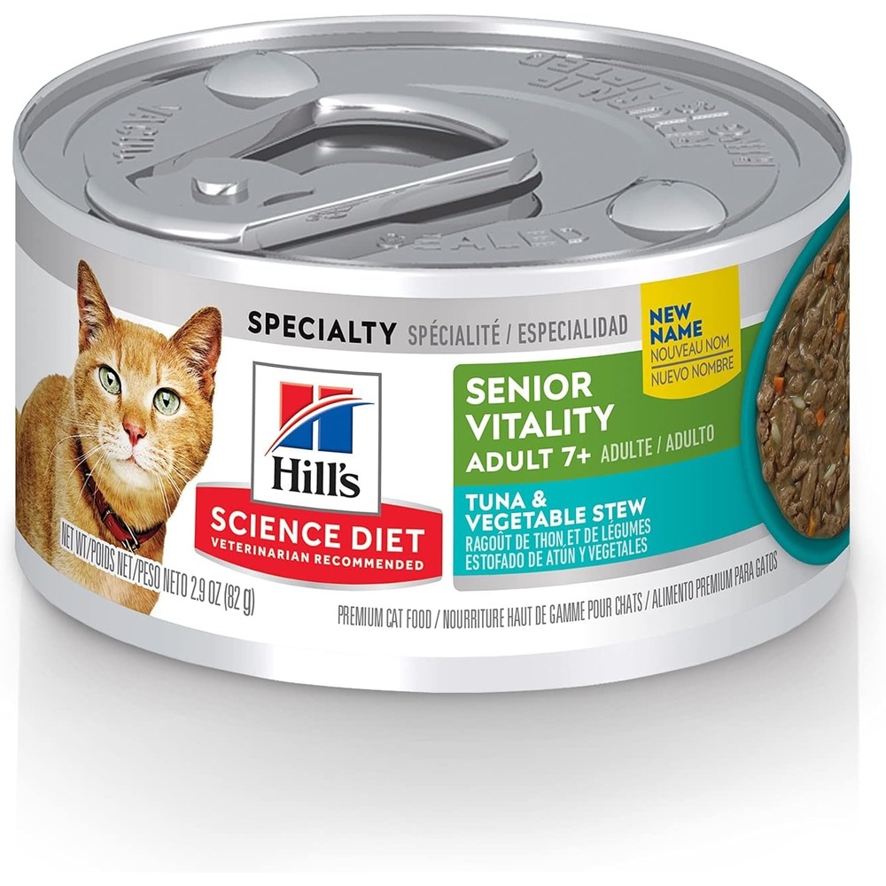 image:imageHills Science Diet Adult 7 Senior Vitality Wet Cat Food Tuna amp Vegetable Entree 29 oz Cans 24Pack