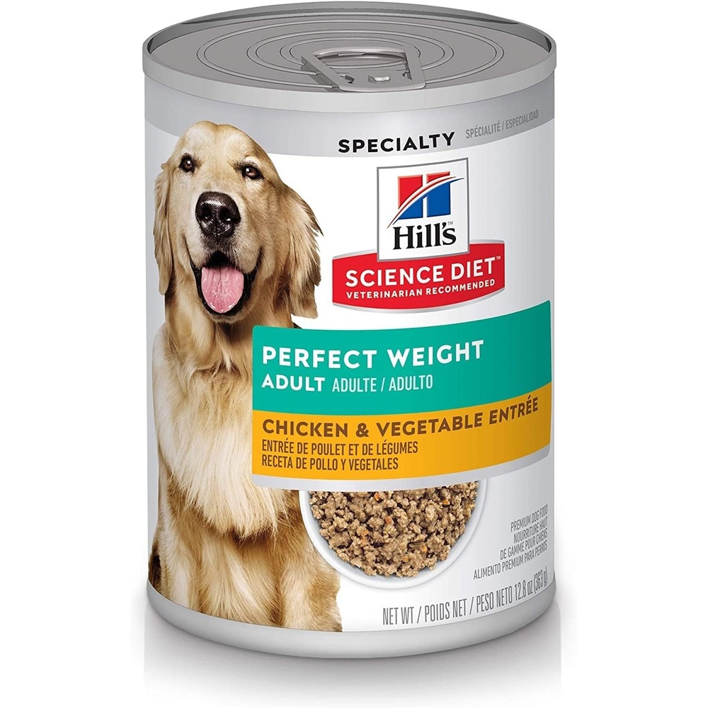 image:imageHills Science Diet Adult Perfect Weight Wet Dog Food Hearty Vegetable amp Chicken Stew 125 oz Cans 12PackChicken Vegetables Loaf