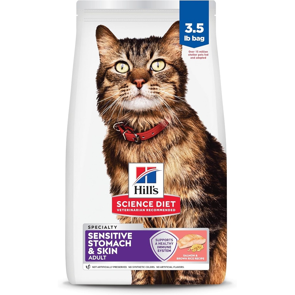image:imageHills Science Diet Adult Sensitive Stomach amp Skin Dry Cat Food Chicken amp Rice 35 lb Bag Updated FormulaSalmon