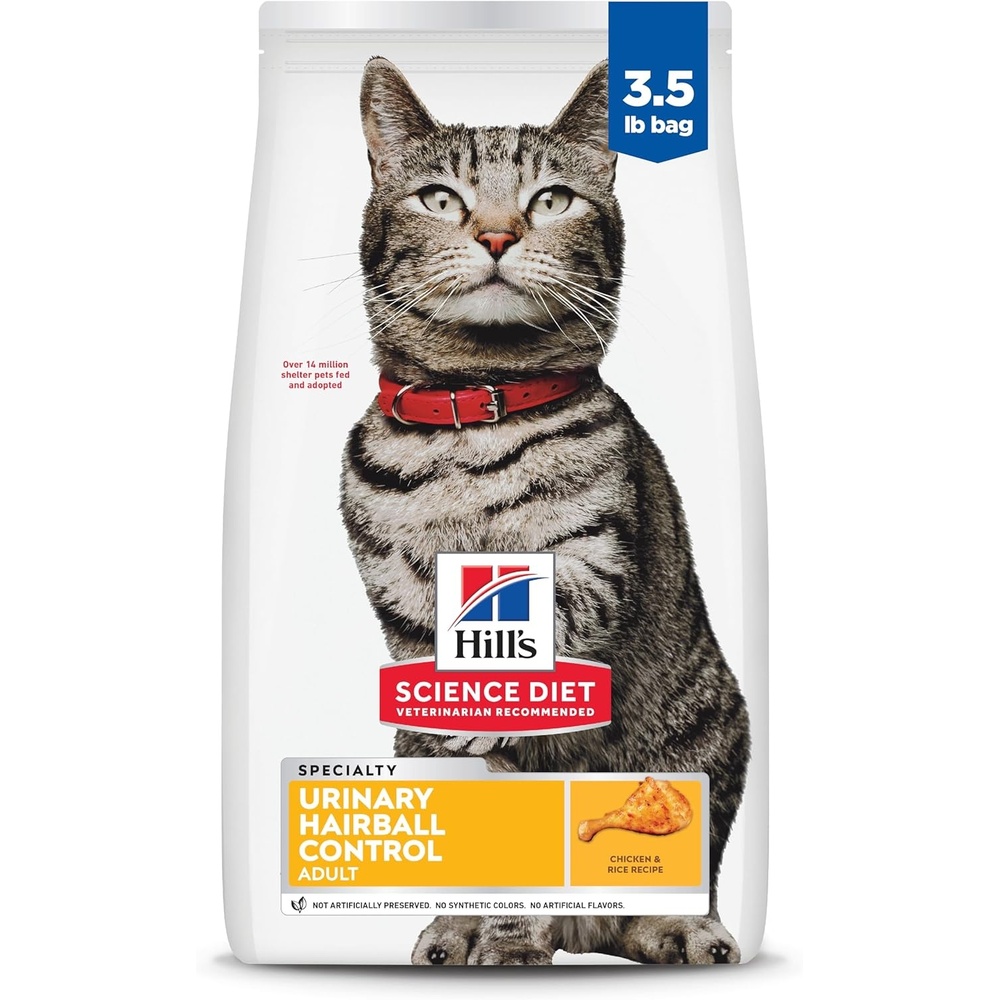 image:imageHills Science Diet Adult Urinary amp Hairball Control Dry Cat Food Chicken 7 lb BagChicken
