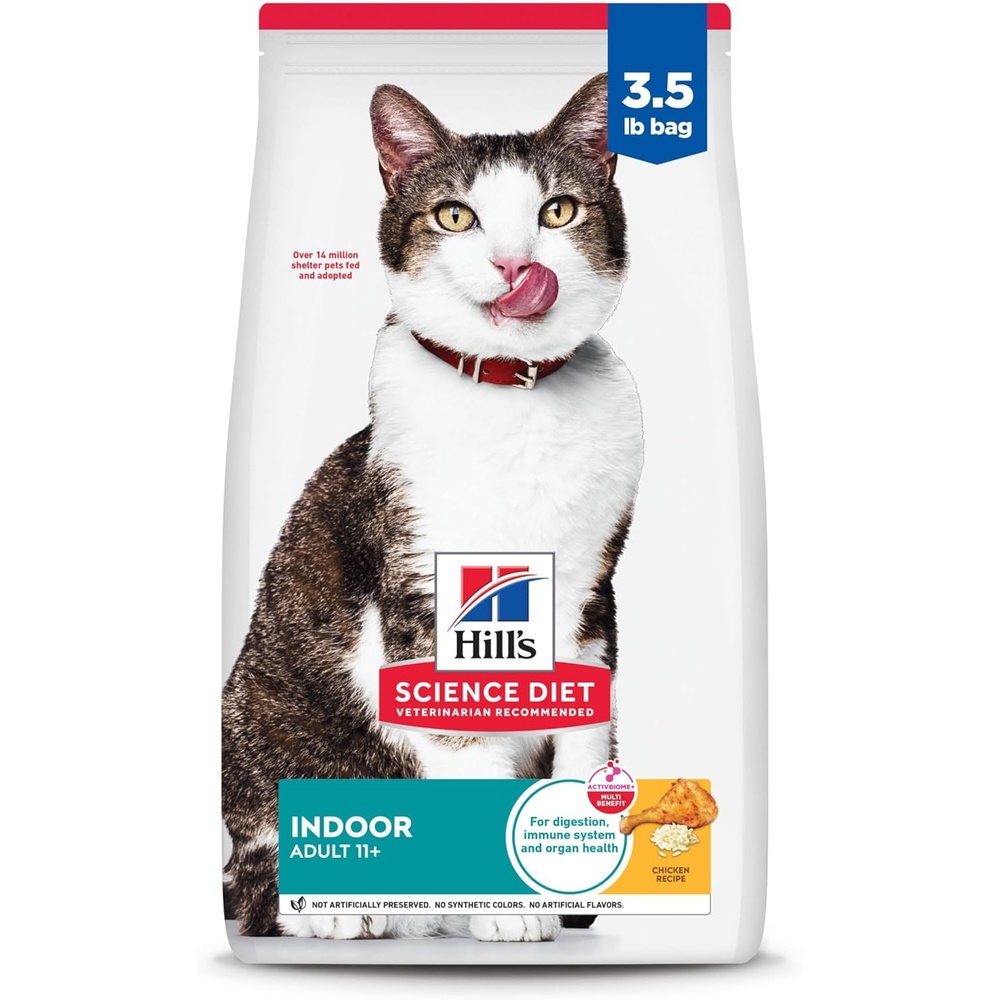 image:imageHills Science Diet Indoor Senior Adult 11 Easy Litter Box Cleanup Dry Cat Food Chicken Recipe 7 lb BagChicken