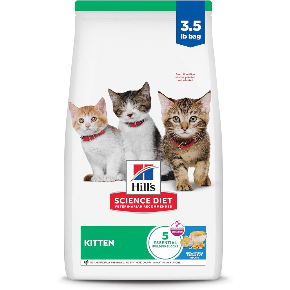 image:imageHills Science Diet Kitten Dry Cat Food Chicken 155 lb BagOcean Fish Brown Rice