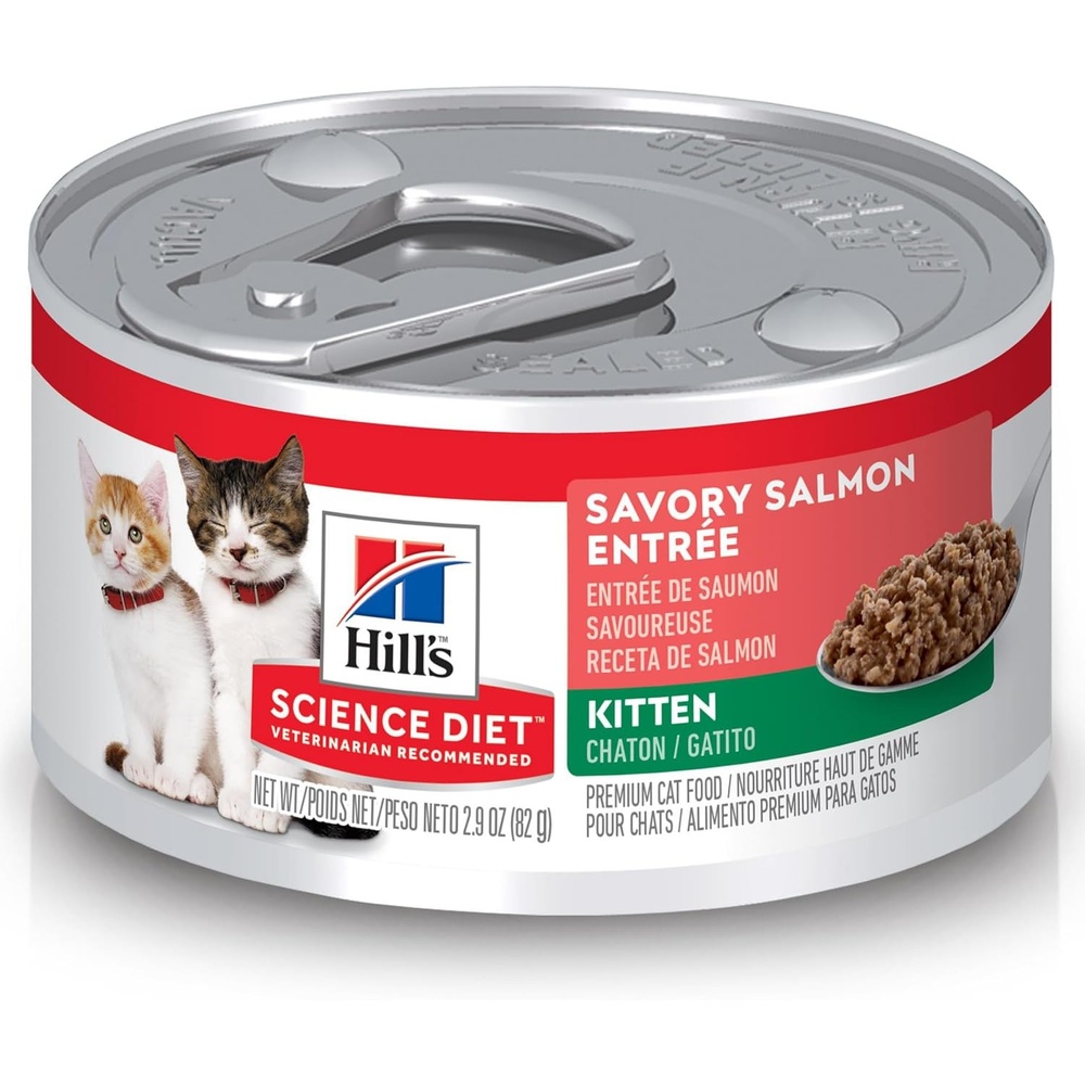 image:imageHills Science Diet Kitten Wet Cat Food Variety Pack Liver amp Chicken Salmon Minced 29 oz Cans 12PackSalmon Minced