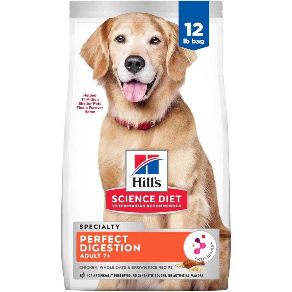 image:imageHills Science Diet Perfect Digestion Senior Adult 7 Digestive Support Dry Dog Food Chicken Brown Rice amp Whole Oats 12 lb Bag