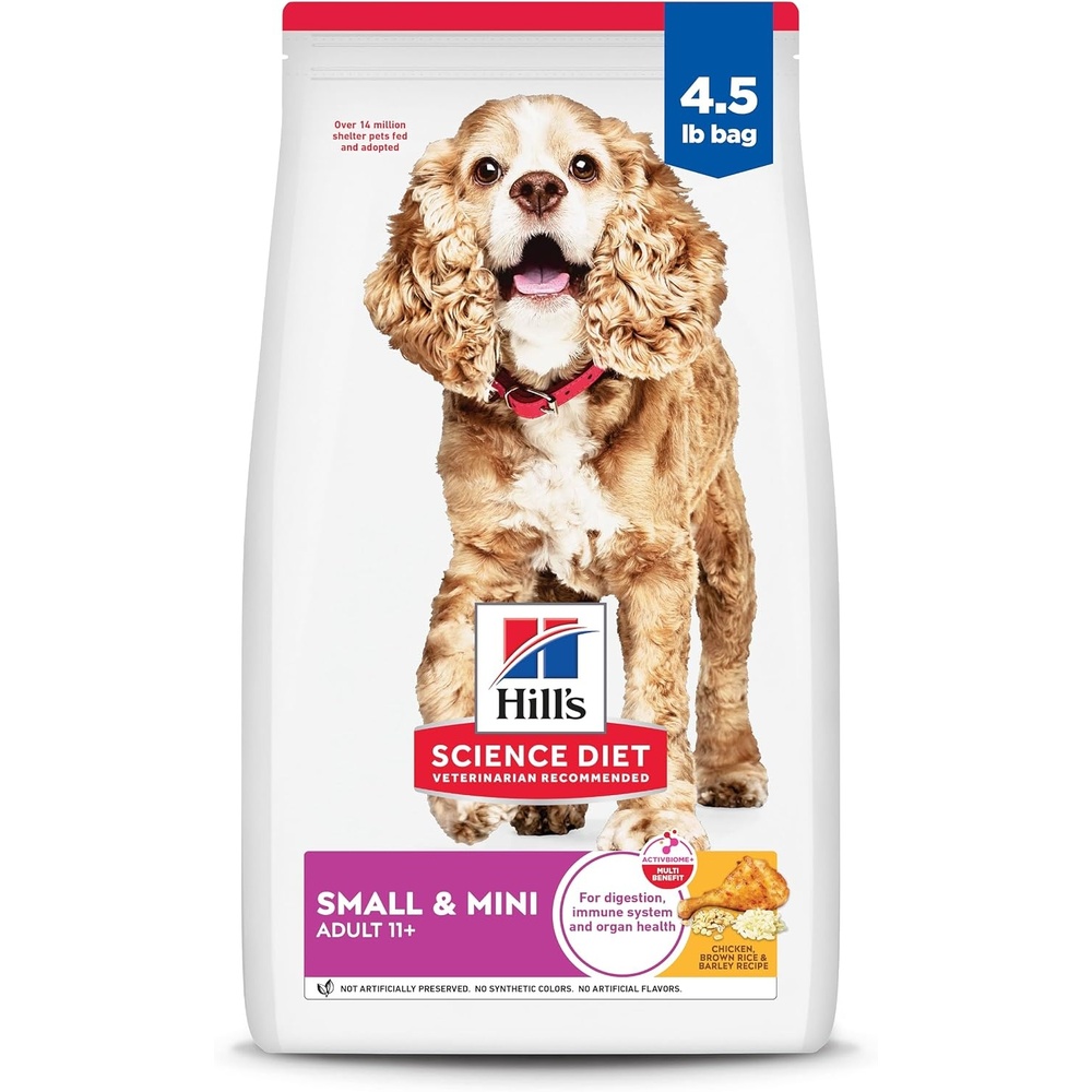 image:imageHills Science Diet Senior 11 Small amp Mini Dry Dog Food Chicken Brown Rice amp Barley 45 lb BagChicken Brown Rice Barley