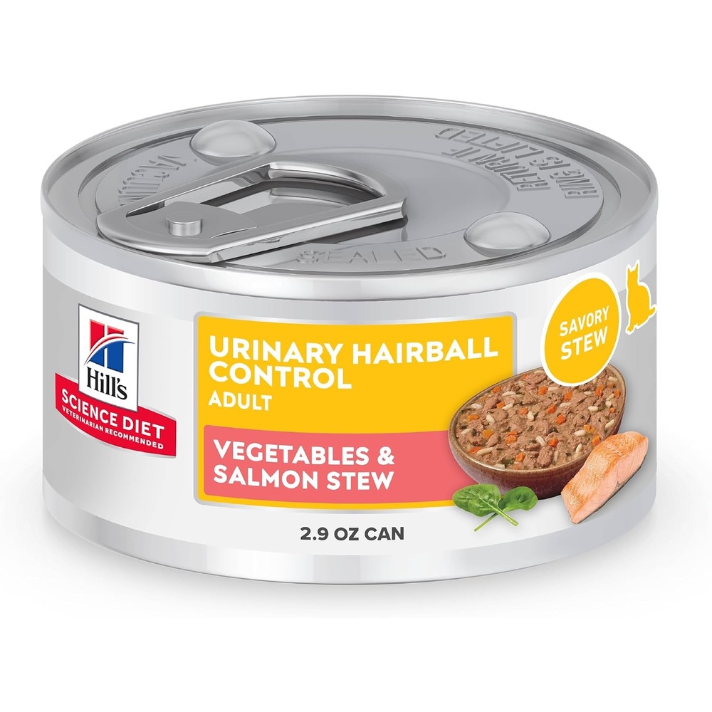 image:imageHills Science Diet Urinary Hairball Control Adult 16 Wet Cat Food Chicken amp Vegetables Stew 29 oz Cans Pack of 24Salmon  Vegetables Stew