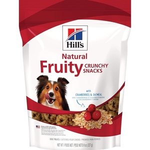 Hill’s Natural Fruity Snacks, Crunchy Dog Treats, Cranberries & Oatmeal, 8 oz. Bag(Arándanos y avena)