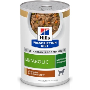 Hill’s Prescription Diet Metabolic Weight Management Wet Dog Food, Vegetable & Beef Stew, 12.5 oz. Cans, 12-Pack(Vegetable & Chicken Stew)
