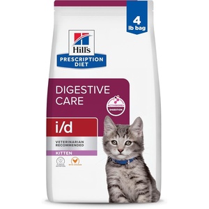 Hill’s Prescription Diet i/d Digestive Care Kitten Dry Cat Food, Chicken, 4 lb. Bag