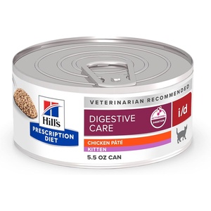 Hill’s Prescription Diet i/d Digestive Care Kitten Wet Cat Food, Chicken, 5.5 oz. Cans, 24-Pack