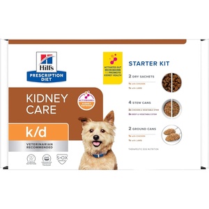 Hill’s Prescription Diet k/d Kidney Care Chicken & Vegetable Stew Wet Dog Food, Veterinary Diet, 5.5 oz. Cans, 24-Pack(Starter Kit)