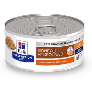 Hill’s Prescription Diet k/d Kidney Care Hydrolyzed Chicken Flavor Pate Wet Cat Food, Veterinary Diet, 5.5 oz Can, Case of 24