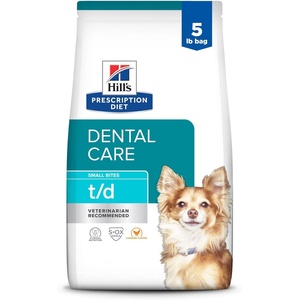Hill’s Prescription Diet t/d Dental Care Dry Dog Food, Chicken, 5 lb. Bag(Chicken | Small Bites)