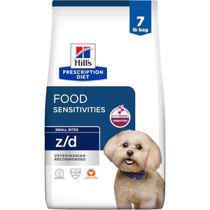 Hill’s Prescription Diet z/d Skin/Food Sensitivities Small Bites Dry Dog Food, Hydrolyzed Chicken, 7 lb. Bag(Chicken | Small Bites)
