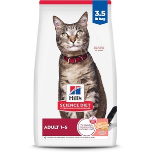 Hill’s Science Diet Adult 1-6 Dry Cat Food, Chicken, 4 lb. Bag(Salmon & Brown Rice)