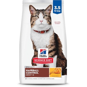 Hill’s Science Diet Adult 1-6 Hairball Control Dry Cat Food, Chicken, 15.5 lb. Bag(Chicken)