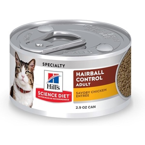 Hill’s Science Diet Adult 1-6 Hairball Control Wet Cat Food, Chicken, 2.9 oz. Cans, 24-Pack(Chicken Minced)