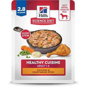 Hill’s Science Diet Adult 1-6 Healthy Cuisine Wet Dog Food, Chicken & Vegetables Stew, 2.8 oz. Pouches, 24-Pack