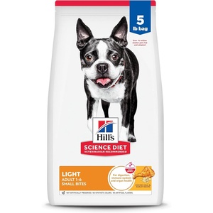 Hill’s Science Diet Adult 1-6 Light Small Bites Dry Dog Food, Chicken Meal & Barley, 5 lb. Bag(Chicken & Barley)