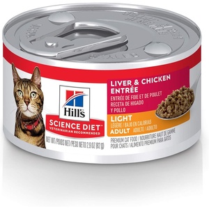 Hill’s Science Diet Adult 1-6 Light Wet Cat Food, Liver & Chicken, 2.9 oz. Cans, 24-Pack(Liver & Chicken Minced)