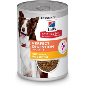 Hill’s Science Diet Adult 1-6 Perfect Digestion Wet Dog Food, Chicken, Vegetable, & Rice, 12.8 oz. Cans, 12-Pack(Chicken & Rice Loaf)