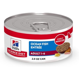 Hill’s Science Diet Adult 1-6 Wet Cat Food, Turkey, 5.5 oz. Cans, 24-Pack(Ocean Fish Minced)