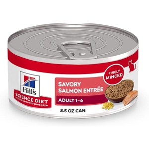 Hill’s Science Diet Adult 1-6 Wet Cat Food, Turkey, 5.5 oz. Cans, 24-Pack(Salmon Minced)