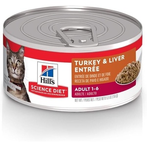 Hill’s Science Diet Adult 1-6 Wet Cat Food, Turkey, 5.5 oz. Cans, 24-Pack(Turkey & Liver Minced)