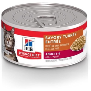 Hill’s Science Diet Adult 1-6 Wet Cat Food, Turkey, 5.5 oz. Cans, 24-Pack(Turkey Minced)