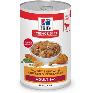 Hill’s Science Diet Adult 1-6 Wet Dog Food Variety Pack, Chicken & Beef, 13 oz. Cans, 12-Pack(Chicken & Vegetables Stew)