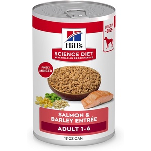 Hill’s Science Diet Adult 1-6 Wet Dog Food Variety Pack, Chicken & Beef, 13 oz. Cans, 12-Pack(Salmon & Barley)