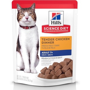 Hill’s Science Diet Adult 7+ Cat Food, Tuna Stew, 2.8 oz. Pouches, 24-Pack(Chicken Stew)