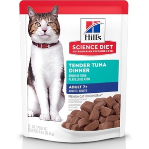 Hill’s Science Diet Adult 7+ Cat Food, Tuna Stew, 2.8 oz. Pouches, 24-Pack(Tuna Stew)