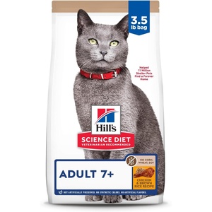 Hill’s Science Diet Adult 7+ Dry Cat Food, Chicken, 7 lb. Bag(Chicken & Brown Rice)
