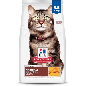 Hill’s Science Diet Adult 7+ Hairball Control Dry Cat Food, Chicken, 15.5 lb. Bag(Chicken)