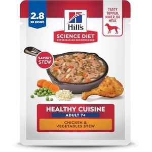 Hill’s Science Diet Adult 7+ Healthy Cuisine Wet Dog Food, Chicken & Vegetables Stew, 2.8 oz. Pouches, 24-Pack